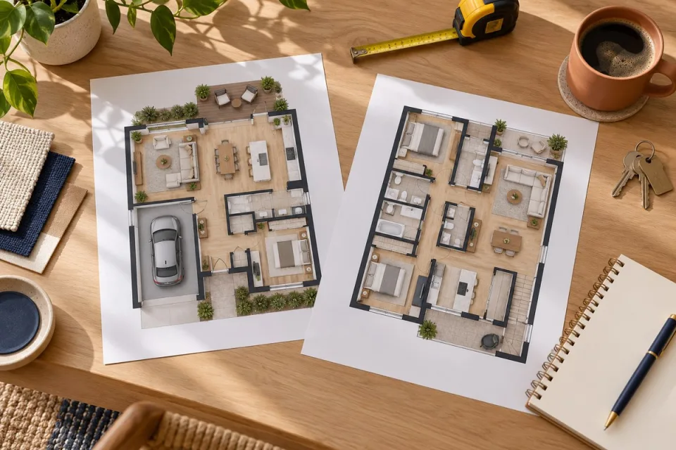 Planos de viviendas para comparar distribuciones